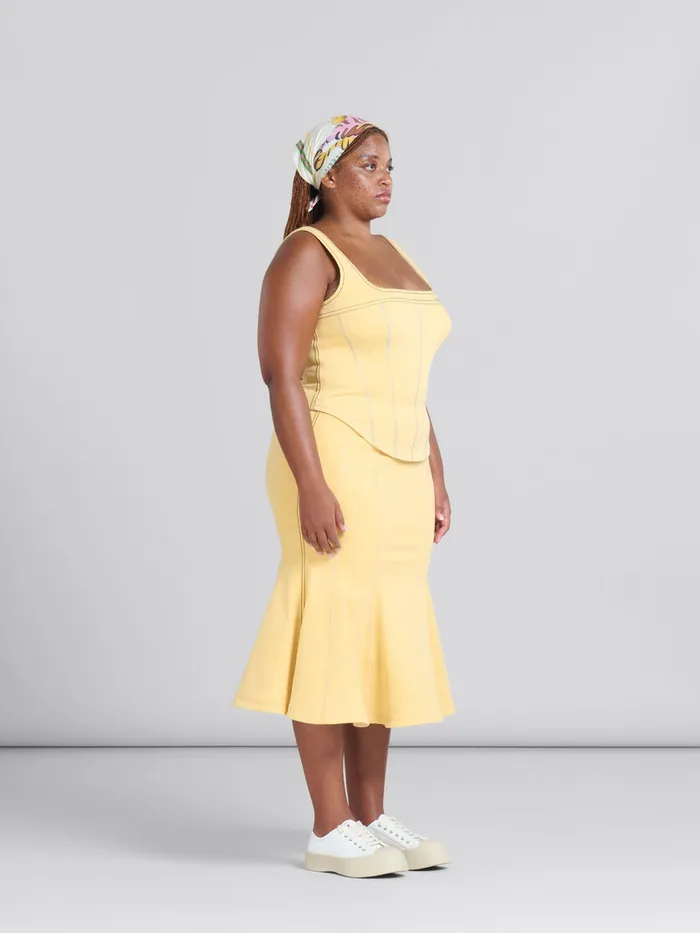 Yellow Organic Denim Mermaid Skirt With Contrast Stitching Women Marni Skirts