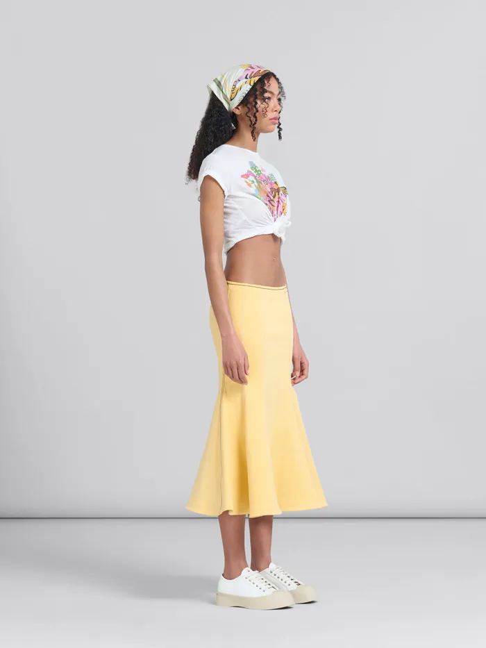 Yellow Organic Denim Mermaid Skirt With Contrast Stitching Women Marni Skirts