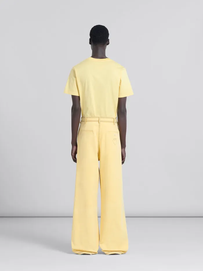 Yellow Organic Denim Trousers With Contrast Stitching Men Marni Pants