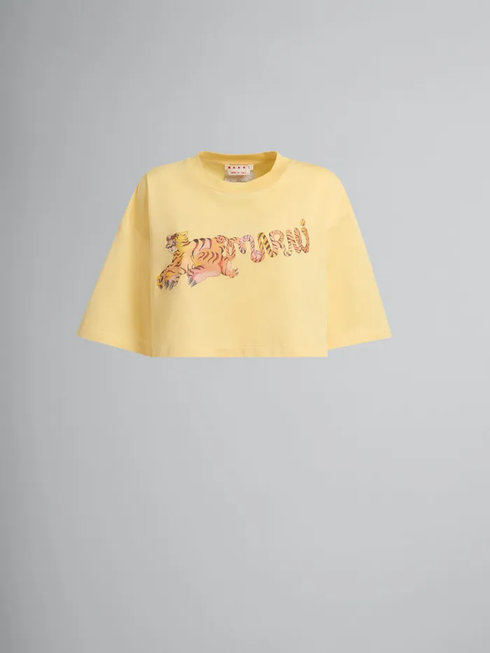 Yellow Organic Jersey Cropped Tshirt With Print Women Marni Tops and TShirts