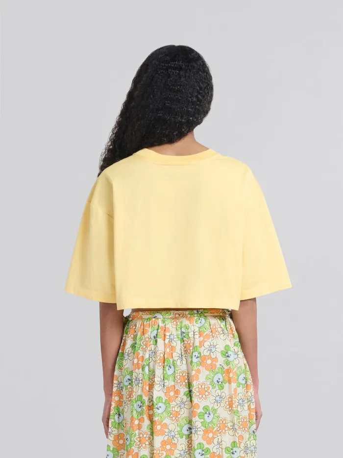 Yellow Organic Jersey Cropped Tshirt With Print Women Marni Tops and TShirts