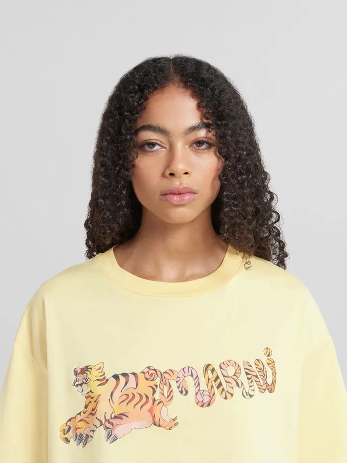 Yellow Organic Jersey Cropped Tshirt With Print Women Marni Tops and TShirts