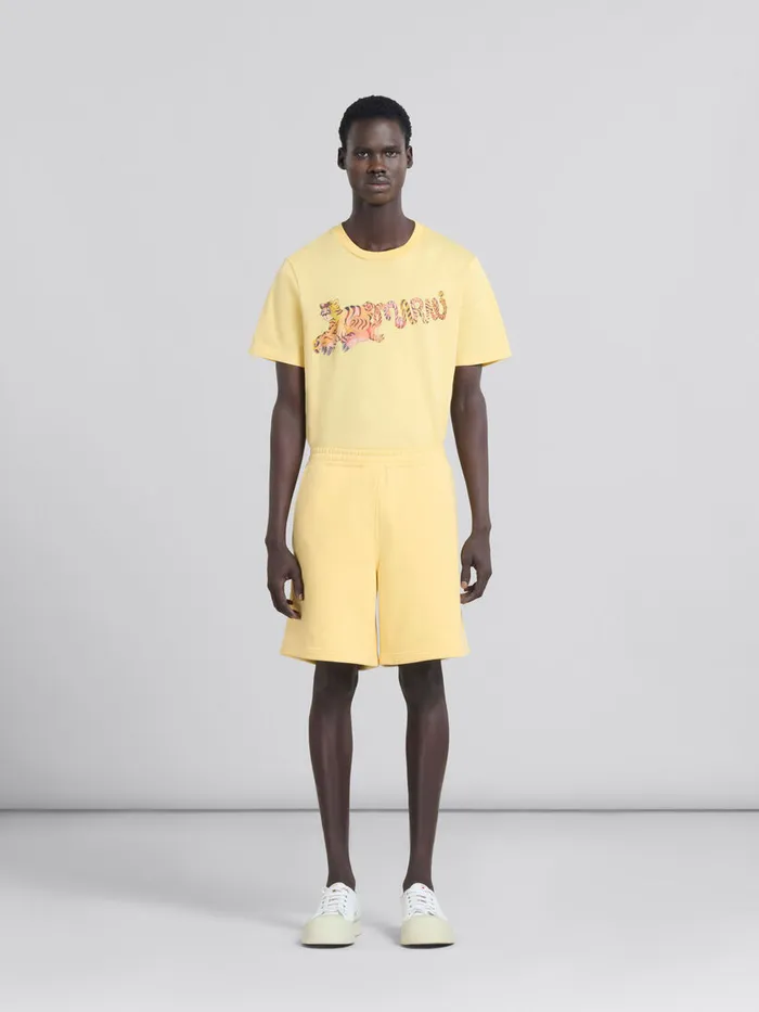 Yellow Organic Jersey Sweat Shorts With Marni Mending Men Marni Pants