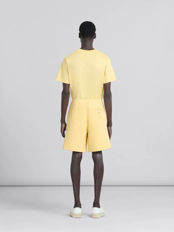 Yellow Organic Jersey Sweat Shorts With Marni Mending Men Marni Pants