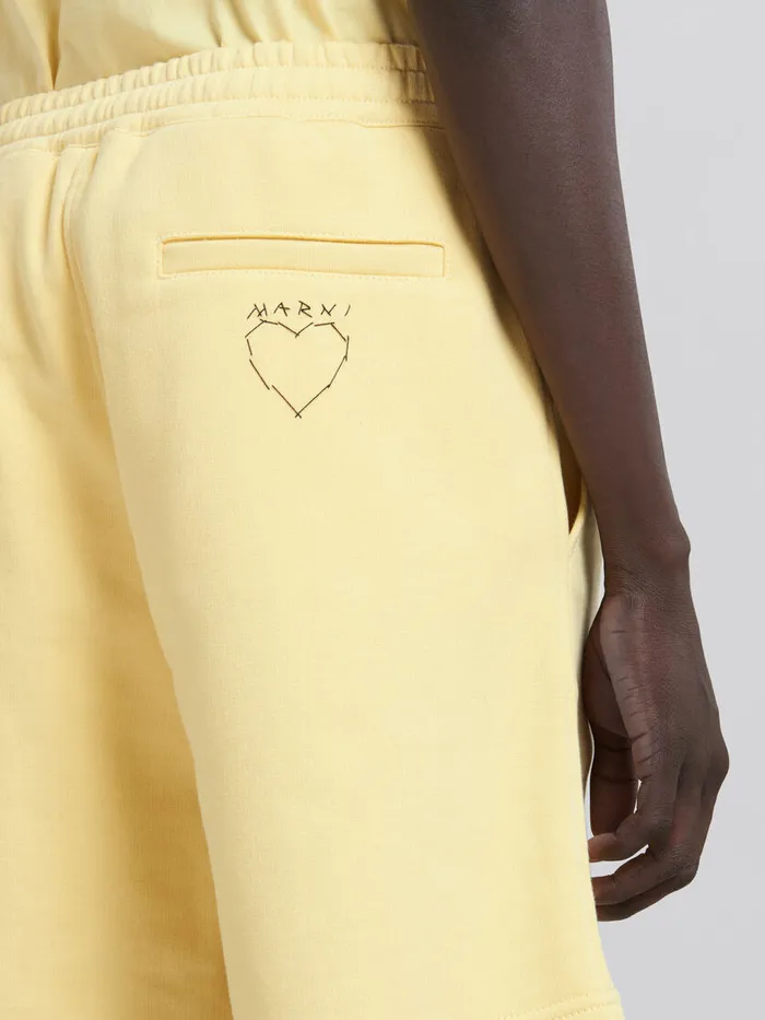 Yellow Organic Jersey Sweat Shorts With Marni Mending Men Marni Pants
