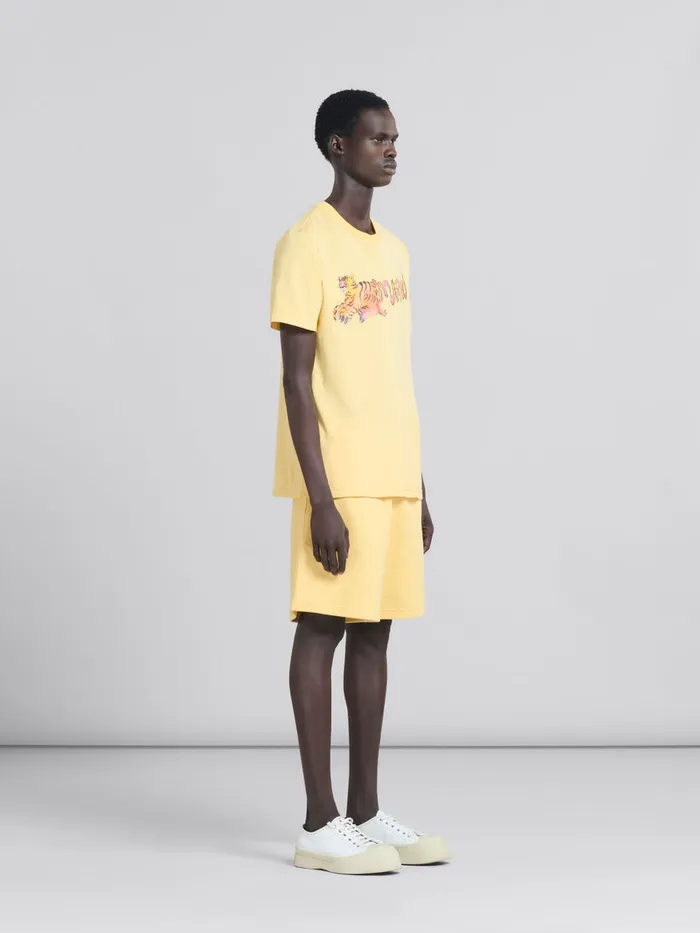 Yellow Organic Jersey Sweat Shorts With Marni Mending Men Marni Pants