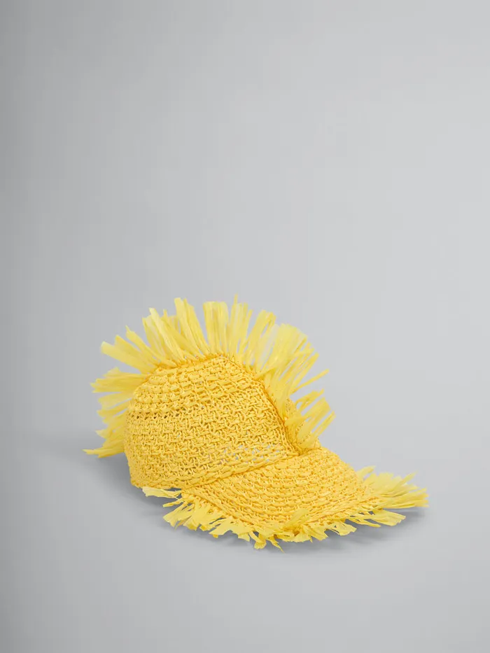 Yellow Raffiaeffect Baseball Cap Men Marni Hats
