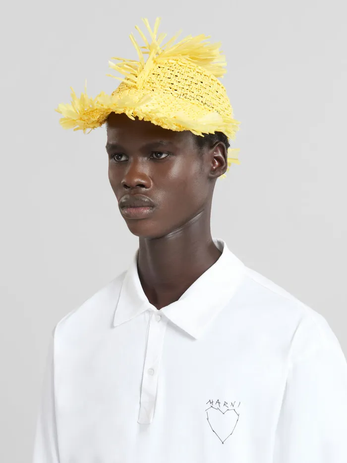 Yellow Raffiaeffect Baseball Cap Men Marni Hats