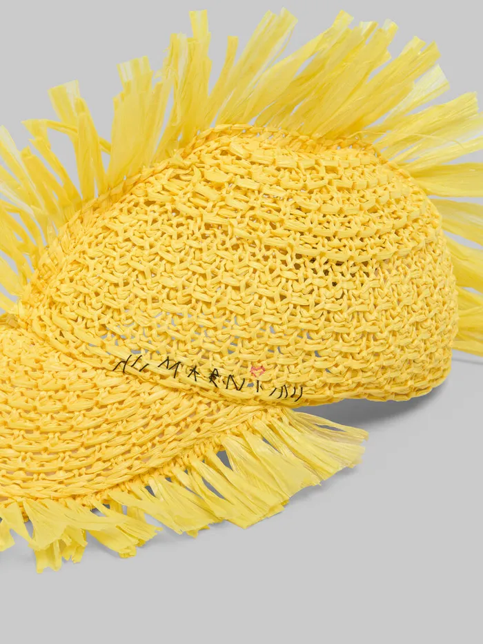 Yellow Raffiaeffect Baseball Cap Men Marni Hats
