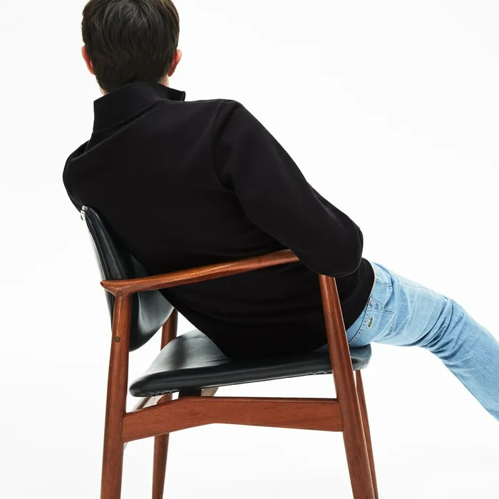 Zip Fleece Sweatshirt Black Mens Lacoste Sweatshirts Gift for Friend