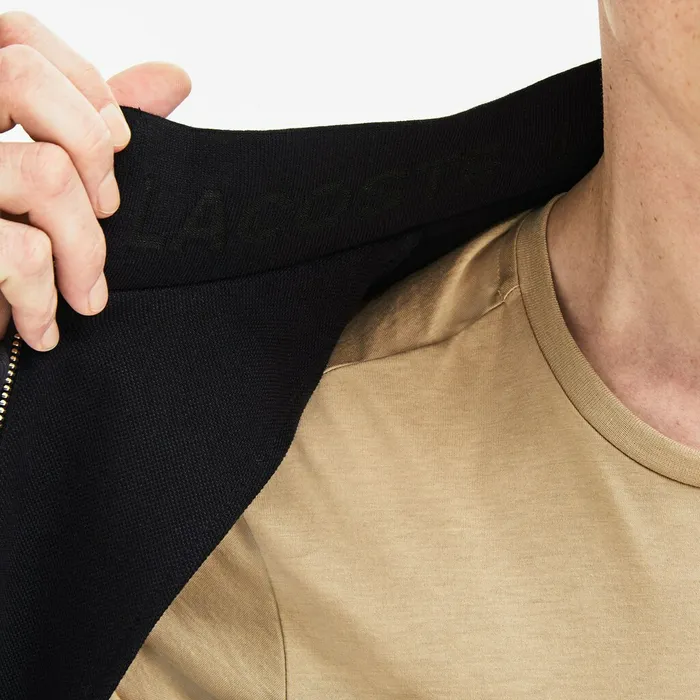 Zip Fleece Sweatshirt Black Mens Lacoste Sweatshirts Gift for Friend