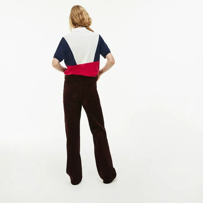 Zip Neck Colorblock Terrycloth Piqu Polo WhiteNavy BlueRed Womens Lacoste Polos Gift Ideas