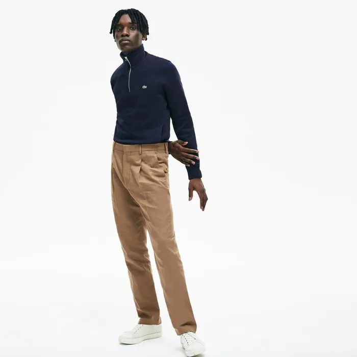 Zip StandUp Collar Ribbed Sweatshirt Navy Blue Mens Lacoste Sweatshirts Shop Online