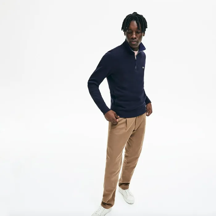 Zip StandUp Collar Ribbed Sweatshirt Navy Blue Mens Lacoste Sweatshirts Shop Online